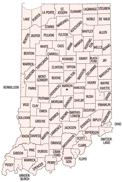 Map of Indiana Counties